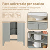 SoBuy BZR69-II-HG Mobile Sottolavabo per Bagno – Mobiletto Bagno Sottolavabo Compatto con Ripiano Regolabile, Ripiano Aperto & Foro per Sifone, Grigio Chiaro, 60x60x30cm