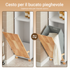 SoBuy BZR74-W Mobile Alto per Bagno - Colonna da Bagno Salvaspazio con Cesto Portabiancheria Pieghevole, Stretto Mobiletto in Legno Resistente all’Umidità, Bianco, 31x170x32 cm