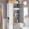 SoBuy BZR76-HG Mobile alto da bagno Colonna bagno con ripiano aperto Armadio salvaspazio Grigio chiaro L50xP30xA181m