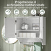 SoBuy BZR84-W Pensile Bagno Mobile Bagno Sospeso con Mensola, Design Salvaspazio, Regali Regolabili, 60x30x60 cm, per Bagni Piccoli e Cucine