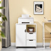SoBuy FBT105-W Cassettiera da Scrivania Ufficio su Ruote Cassettiera Ufficio con 2 Cassetti, 1 Anta e 1 Ripiano Aperto Carrello Tavolino Comodino Piccolo Comodino Bianco L60xP35xA70cm