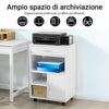 SoBuy FBT106-W Cassettiera Ufficio Cassettiera Scrivania con Ruote Porta Stampante Schedario da Ufficio con Cassetto, Anta e Ripiani Tavolino Salvaspazio Bianco 50x40x75cm
