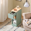 SoBuy FBT111-GR Comodino Sottile comodino per camera da letto con cassetto e 2 ripiano comodini per camera da letto e soggiorno Tavolino divano Verde L20 x P35 x A61 cm