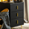 SoBuy FBT115-L-SCH Comodino Camera da Letto - Comodino con 3 Cassetti, Tavolino Salotto - Moderna Cassettiera L40 x P40 x A63 cm Nero