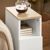 SoBuy FBT149-WN Comodino Sottile comodino per camera da letto con 2 Cassetti e ripiano comodini per camera da letto e soggiorno Tavolino divano Bianco L20 x P35 x A60 cm