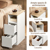 SoBuy FBT149-WN Comodino Sottile comodino per camera da letto con 2 Cassetti e ripiano comodini per camera da letto e soggiorno Tavolino divano Bianco L20 x P35 x A60 cm