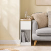 SoBuy FBT162-WN Comodini con 3 scomparti, Tavolino Comodini Camera per Divano Salotto Sala da Pranzo Cucina, Tavolo Alto Stretto Bianco e Legno 25 x 65 x 60 cm