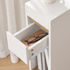 SoBuy FBT163-WN Comodini con Piano Rimovibile e Cassetto, Tavolino Stretto per Divano, Comodini per Camera e Soggiorno, Tavolo Alto Stretto Bianco e Legno 20 x 35 x 60 cm