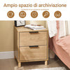 SoBuy FBT166-N Comodino Camera da Letto - Comodino con 2 Cassetti, Tavolino Salotto, Mobiletto per Divano, Bedside Table, Naturale L40 x P42 x A47 cm