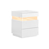 SoBuy FBT167-E-W Comodino con 3 cassetti, 2 pannelli laterali in acrilico & luce LED, 3 colori regolabili, comodino moderno per camera da letto e soggiorno, L41 × P40 × A52 cm, bianco