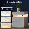 SoBuy FBT167-E-W Comodino con 3 cassetti, 2 pannelli laterali in acrilico & luce LED, 3 colori regolabili, comodino moderno per camera da letto e soggiorno, L41 × P40 × A52 cm, bianco