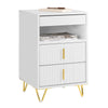 SoBuy FBT168-W Comodino, Comodino con 3 cassetti e ripiano, Tavolino moderno per camera da letto e soggiorno, Bianco L40 x P40 x A63 cm