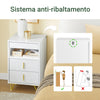 SoBuy FBT168-W Comodino, Comodino con 3 cassetti e ripiano, Tavolino moderno per camera da letto e soggiorno, Bianco L40 x P40 x A63 cm