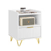 SoBuy FBT169-W Comodino, Comodino con cassetto e ripiano, Tavolino moderno per camera da letto e soggiorno, Bianco L40 x P40 x A51 cm