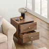 SoBuy FBT170-N Comodino Vintage con 2 Cassetti, Tavolino in Legno con Gambe in Legno di Gomma, Comodino per Camera da Letto, Soggiorno e Studio, Marrone, L45 × P40 × H58 cm