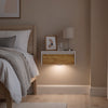 Vorverkauf SoBuy FHK38-W Schwebendes Wandregal mit Schublade und LED-Beleuchtung mit Bewegungssensor, für Schlafzimmer, Eingang und Wohnzimmer, batteriebetrieben, B60 × T20 × H8 cm, Weiß