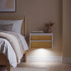 Vorverkauf SoBuy FHK38-W Schwebendes Wandregal mit Schublade und LED-Beleuchtung mit Bewegungssensor, für Schlafzimmer, Eingang und Wohnzimmer, batteriebetrieben, B60 × T20 × H8 cm, Weiß