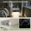 SoBuy FBT176-E-W, comodino sospeso con luce LED a sensore, 40x30x26cm | Cassetto montabile sopra/sotto, Mensole da muro con fronte ondulato del cassetto, maniglia dorata, PB+MDF