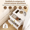 SoBuy FBT177-E-W, comodino sospeso con luce LED a sensore e 2 cassetti, 40x30x30cm | Mensole da muro con fronte ondulato del cassetto, maniglia dorata, PB+MDF, per camera da letto/ingresso