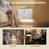 SoBuy FBT177-E-W, comodino sospeso con luce LED a sensore e 2 cassetti, 40x30x30cm | Mensole da muro con fronte ondulato del cassetto, maniglia dorata, PB+MDF, per camera da letto/ingresso