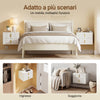 SoBuy FBT177-E-W, comodino sospeso con luce LED a sensore e 2 cassetti, 40x30x30cm | Mensole da muro con fronte ondulato del cassetto, maniglia dorata, PB+MDF, per camera da letto/ingresso