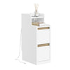 SoBuy FBT149-WN Schmaler Nachttisch mit 2 Schubladen und Ablage – Weißer Nachttisch 20 x 35 x 60 cm