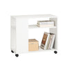 SoBuy FBT34-W Tavolino con rotelle, Tavolino rotante a 2 livelli con ripiani, Libreria mobile per soggiorno, camera, ufficio, L70 x P35 x H60cm Bianco