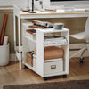 SoBuy FBT34-W Tavolino con rotelle, Tavolino rotante a 2 livelli con ripiani, Libreria mobile per soggiorno, camera, ufficio, L70 x P35 x H60cm Bianco