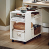 SoBuy FBT34-W Tavolino con rotelle, Tavolino rotante a 2 livelli con ripiani, Libreria mobile per soggiorno, camera, ufficio, L70 x P35 x H60cm Bianco