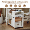 SoBuy FBT34-W Tavolino con rotelle, Tavolino rotante a 2 livelli con ripiani, Libreria mobile per soggiorno, camera, ufficio, L70 x P35 x H60cm Bianco