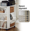 SoBuy FBT68-W Cassettiera Ufficio da Scrivania Porta Stampante su Ruote Schedario da Ufficio con Ripiani Regolabili Mobiletto Portaoggetti Mobiletto Salvaspazio Bianco 60x35x75cm