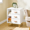 SoBuy FBT95-W Comodino Camera da Letto - Comodino con 3 Cassetti e 2 Ripiani, Tavolino Salotto - Moderna Cassettiera L48 x P40 x A60 cm Bianco