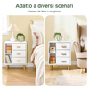 SoBuy FBT95-W Comodino Camera da Letto - Comodino con 3 Cassetti e 2 Ripiani, Tavolino Salotto - Moderna Cassettiera L48 x P40 x A60 cm Bianco