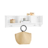 SoBuy FHK35-W Appendiabiti da parete Appendiabiti da ingresso Mensola pensile con 3 scomparti e 3 ganci Bianco 100x20x30cm