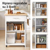 SoBuy FKW102-WN Carrello cucina mobile cucina salvaspazio mobiletto cucina con cassetto e anta credenza cucina madia cucina bianco-naturale 68x46x90cm