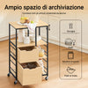 SoBuy FKW111-N Mobile cucina con cassetti e ripiani carrello cucina con ruote in stile industriale credenza cucina salvaspazio per dispensa, isola cucina piccola, cassettiera Legno Naturale 89x53x37cm