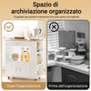 SoBuy FKW113‑WN Mobile Cucina Salvaspazio Credenza Cucina Carrello Cucina con Ruote Mobiletto Cucina Dispensa Madia Cucina Mobile Cucina con Ripiani Bianco 82x46x88 cm