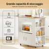 SoBuy FKW113‑WN Mobile Cucina Salvaspazio Credenza Cucina Carrello Cucina con Ruote Mobiletto Cucina Dispensa Madia Cucina Mobile Cucina con Ripiani Bianco 82x46x88 cm