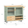 SoBuy FKW114-GR Carrello da Cucina con Ruote Isola Cucina con Piano di Lavoro in Legno Carrello Salvaspazio per Sala da Pranzo Verde e Naturale 109 × 40 × 92 cm