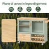 SoBuy FKW114-GR Carrello da Cucina con Ruote Isola Cucina con Piano di Lavoro in Legno Carrello Salvaspazio per Sala da Pranzo Verde e Naturale 109 × 40 × 92 cm