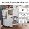 SoBuy FKW123-WN Carrello da Cucina su Ruote, Isola da Cucina, Buffet Mobile Dispensa, 1 Vassoio Rimovibile, 2 Cassetti e 2 Ante, 72x40x84 cm, Bianco