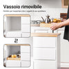 SoBuy FKW123-WN Carrello da Cucina su Ruote, Isola da Cucina, Buffet Mobile Dispensa, 1 Vassoio Rimovibile, 2 Cassetti e 2 Ante, 72x40x84 cm, Bianco