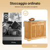 SoBuy FKW130-N Isola Cucina su Ruote con Piano di Lavoro Estendibile, Mobiletto Salvaspazio, Carrello da Cucina con Ruote, con Due Cassetti e Ripiano Regolabile Naturale 107x(46–71) x92,5 cm