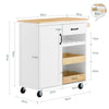 SoBuy FKW131-WN Carrello da Cucina con Ruote, Isola da Cucina con Piano di Lavoro in Legno di Gomma, Mobile Cucina Salvaspazio, Carrello Cucina con Cassetti 92x42x87 cm Bianco