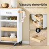 SoBuy FKW131-WN Carrello da Cucina con Ruote, Isola da Cucina con Piano di Lavoro in Legno di Gomma, Mobile Cucina Salvaspazio, Carrello Cucina con Cassetti 92x42x87 cm Bianco