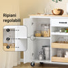 SoBuy FKW131-WN Carrello da Cucina con Ruote, Isola da Cucina con Piano di Lavoro in Legno di Gomma, Mobile Cucina Salvaspazio, Carrello Cucina con Cassetti 92x42x87 cm Bianco