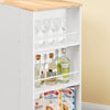 SoBuy FKW132-WN Carrello da Cucina con Ruote, Isola da Cucina con Piano di Lavoro in Legno di Gomma, Mobile Cucina Salvaspazio, Carrello Cucina con Cassetti 70x40x90 cm Bianco