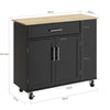 SoBuy FKW133-SCH, Carrello cucina con ruote bloccabili e 3 ripiani 99x40x84,3 cm | Mobile cucina con ampio piano in legno, portata 75 kg, cassetto e mobiletto a 2 ante, MDF/PB, per la cucina
