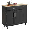 SoBuy FKW133-SCH, Carrello cucina con ruote bloccabili e 3 ripiani 99x40x84,3 cm | Mobile cucina con ampio piano in legno, portata 75 kg, cassetto e mobiletto a 2 ante, MDF/PB, per la cucina