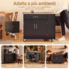 SoBuy FKW133-SCH, Carrello cucina con ruote bloccabili e 3 ripiani 99x40x84,3 cm | Mobile cucina con ampio piano in legno, portata 75 kg, cassetto e mobiletto a 2 ante, MDF/PB, per la cucina